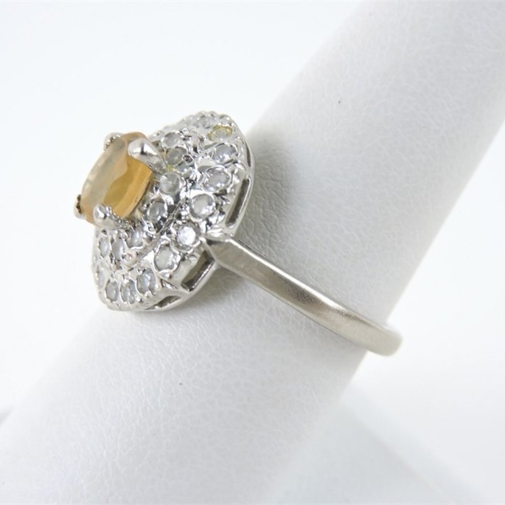 Cubic Zirconia & Oval Cut Yellow Stone Fashion Ring